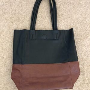 Clarks Black Brown Faux Leather Tote Purse